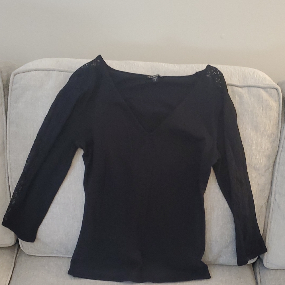 Express Black V neck With Lace Sleeves